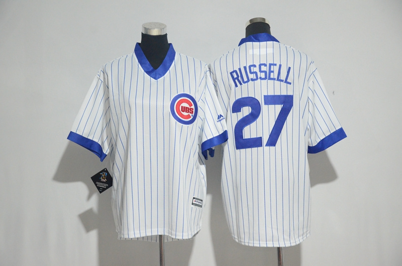 Youth 2017 MLB Chicago Cubs #27 Russell White stripe Jerseys->youth mlb jersey->Youth Jersey